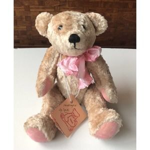 NWT Small Teddy Bear Handmade by Cyndi Rayon Plush Velveteen Paws Jointed USA